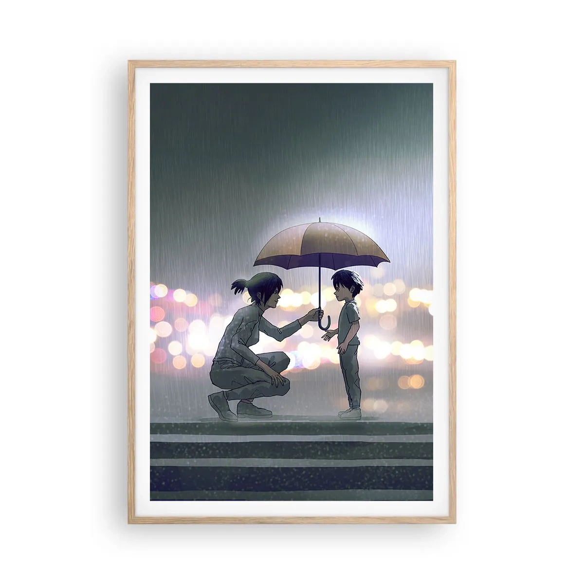 Poster in cornice rovere chiaro - E già tutto va bene - 70x100 cm