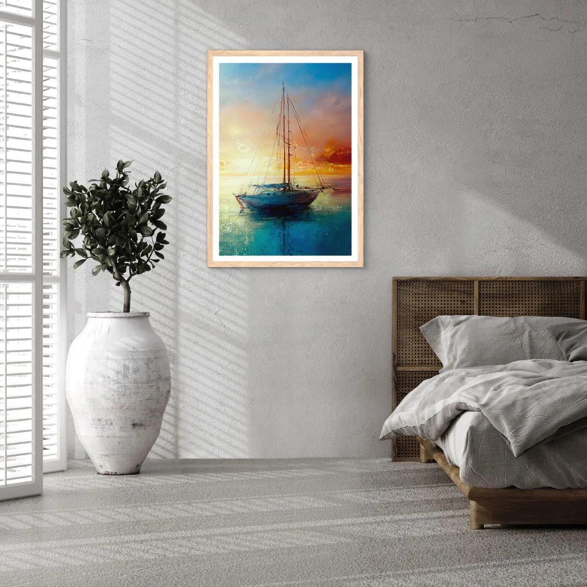 Poster in cornice rovere chiaro - Nella baia dorata - 30x40 cm