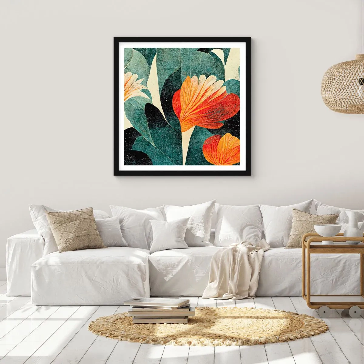 Poster in cornice nera - Caldo dei tropici e fresco del verde - 50x50 cm