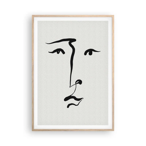 Poster in cornice rovere chiaro - Ritratto con un tratto solo - 70x100 cm