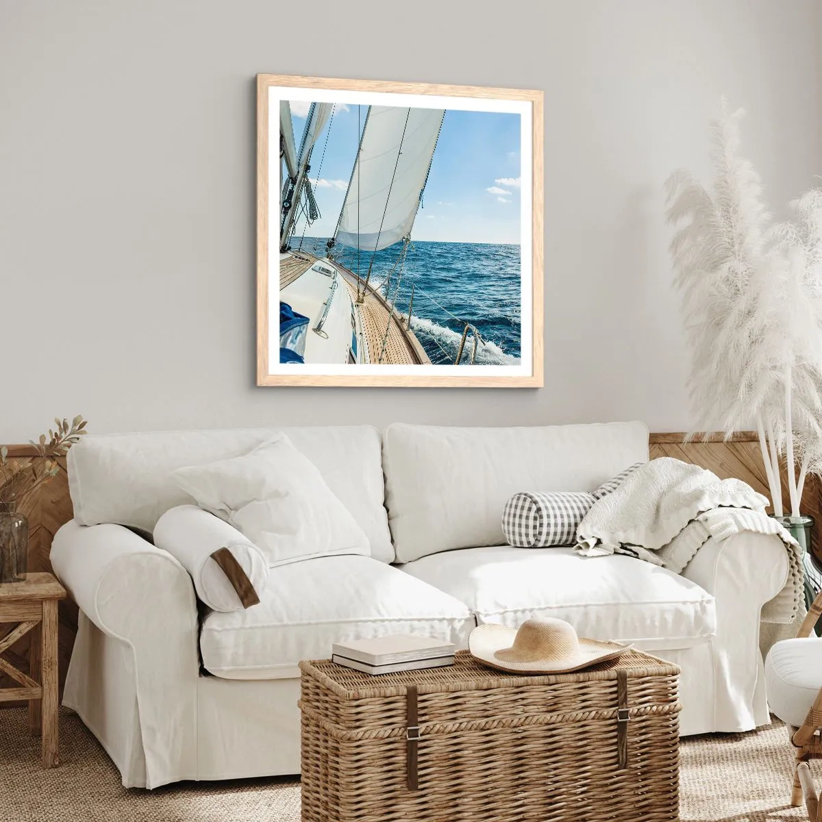 Poster in cornice rovere chiaro - Benvenuta avventura - 50x50 cm