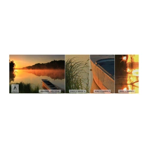 Campione di Fotomurale Premium Canvas - Alba sull'acqua, come uno specchio - Paesaggio, Lago, Mattina - 100x30 cm