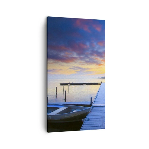 Quadro su tela - Stampe su Tela - Tranquillità violacea e dorata - 45x80 cm