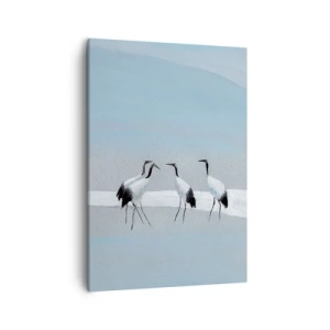 Quadro su tela - Stampe su Tela - Un gruppo di gru contro un cielo azzurro e il sole nascente - 50x70cm - Dopo un giorno rovente - Decorazione murale moderna per soggiorno e camera da letto ARTTOR