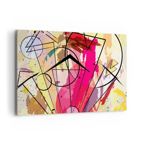 Quadro su tela - Stampe su Tela - Astrazione con linee e forme geometriche - 120x80cm - Esplosione - Decorazione murale moderna per soggiorno e camera da letto ARTTOR