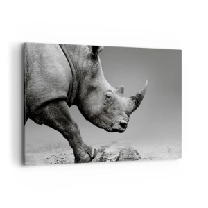 Quadro su tela - Stampe su Tela - Ritratto di un rinoceronte sullo sfondo di un deserto grigio - 120x80cm - Forza irrefrenabile - Decorazione murale moderna per soggiorno e camera da letto ARTTOR