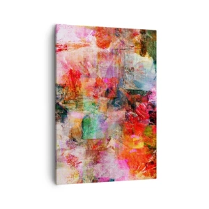 Quadro su tela - Stampe su Tela - Una composizione astratta con tonalità dominanti di rosa e rosso. - 50x70cm - Viaggio attraverso le rose - Decorazione murale moderna per soggiorno e camera da letto ARTTOR