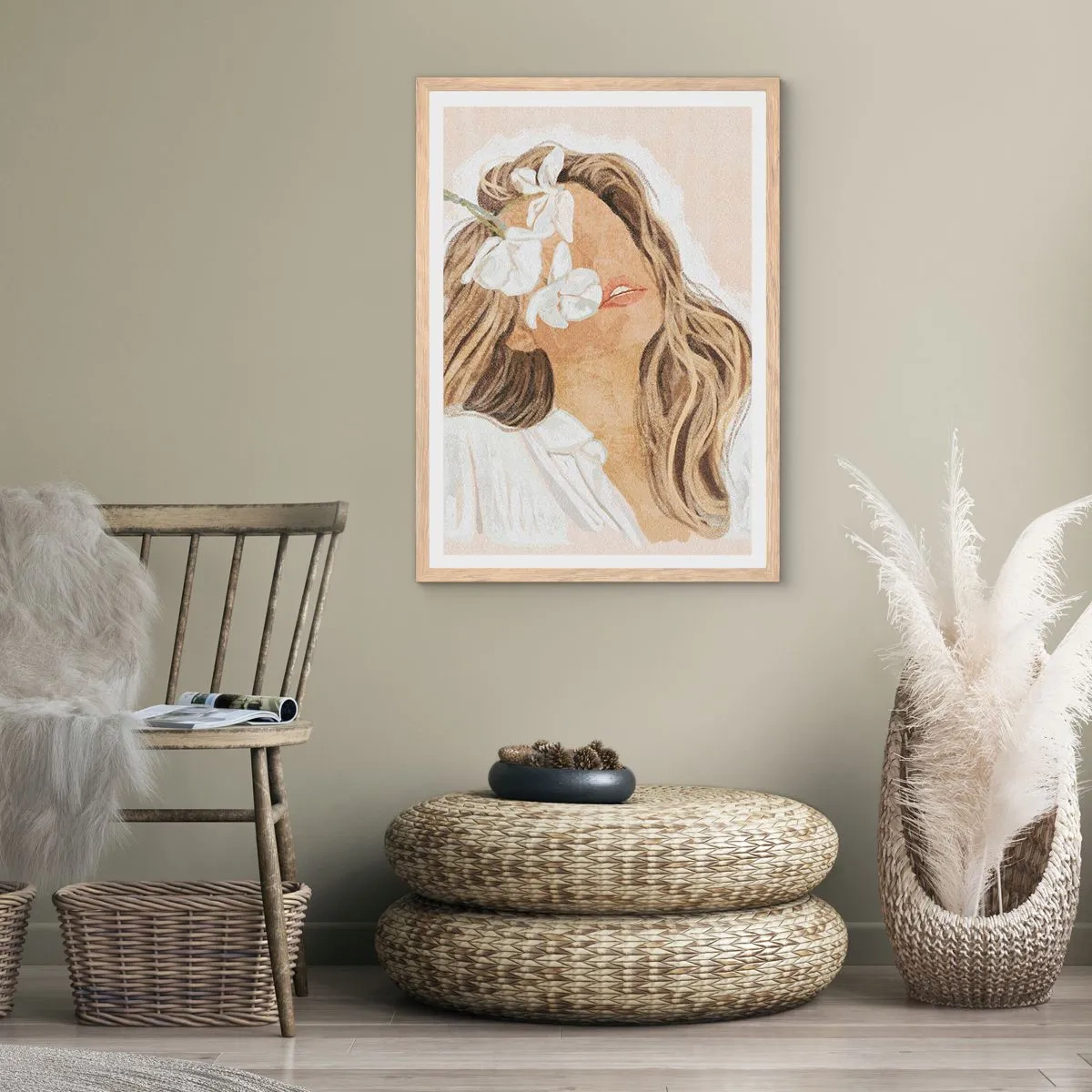 Poster in cornice rovere chiaro - In estasi tra i fiori - 30x40 cm