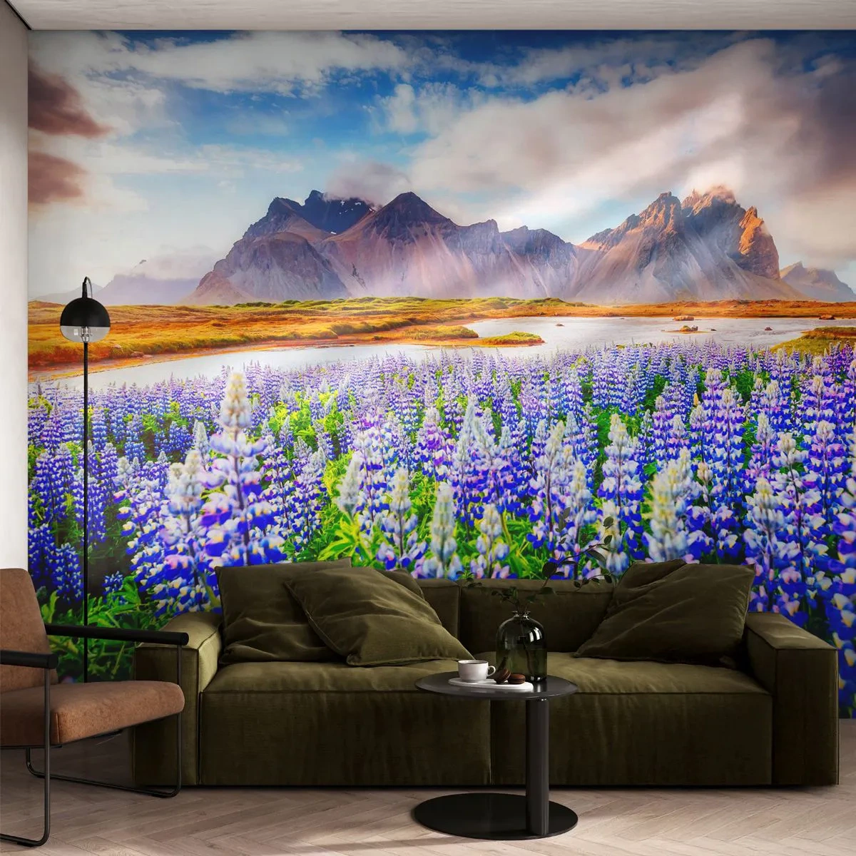 Fotomurali Premium Canvas - Forza e asprezza accanto alla mitezza - Paesaggio, Montagne, Fiori - 200x140 cm