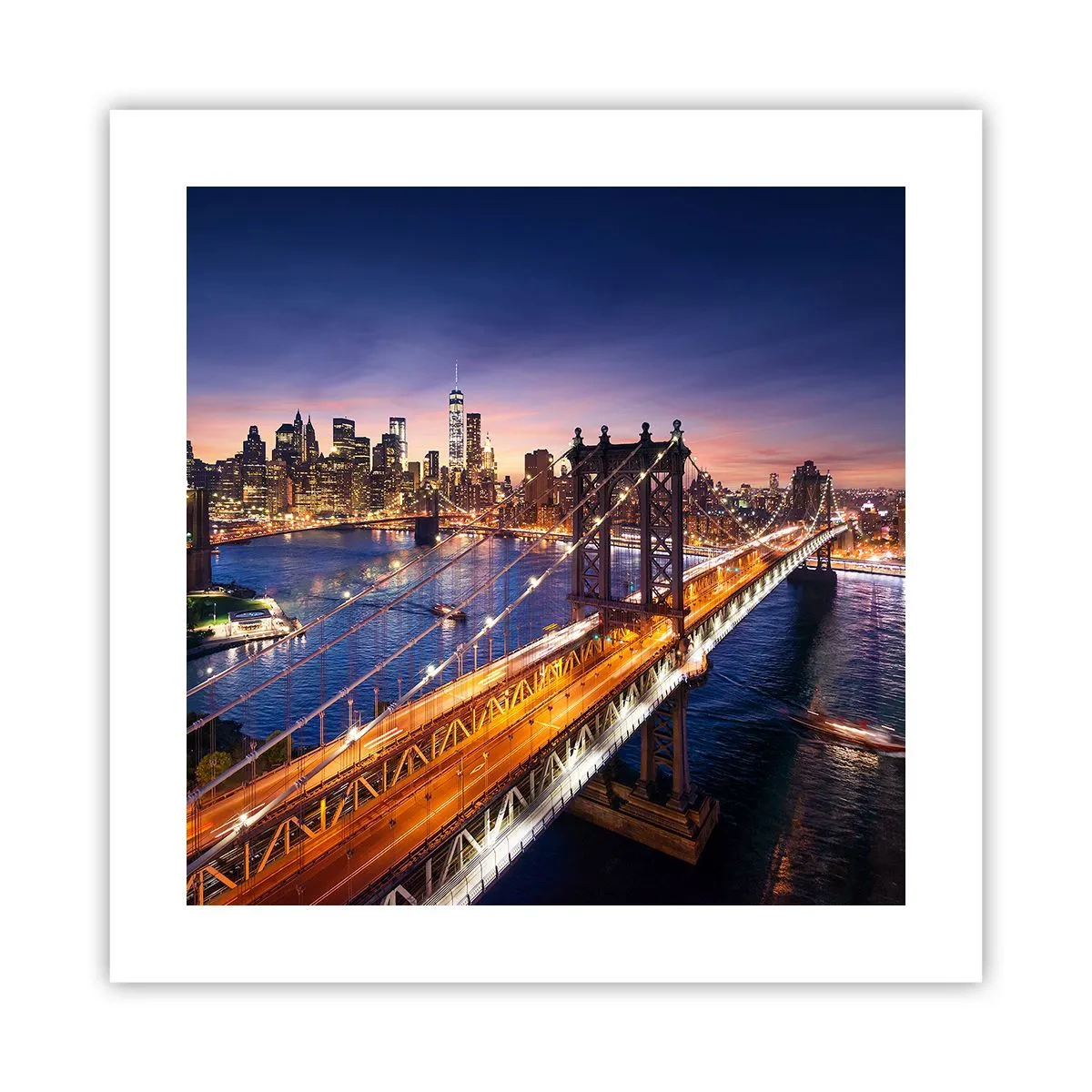 Poster - Il ponte luminoso fino al cuore della città - 40x40 cm