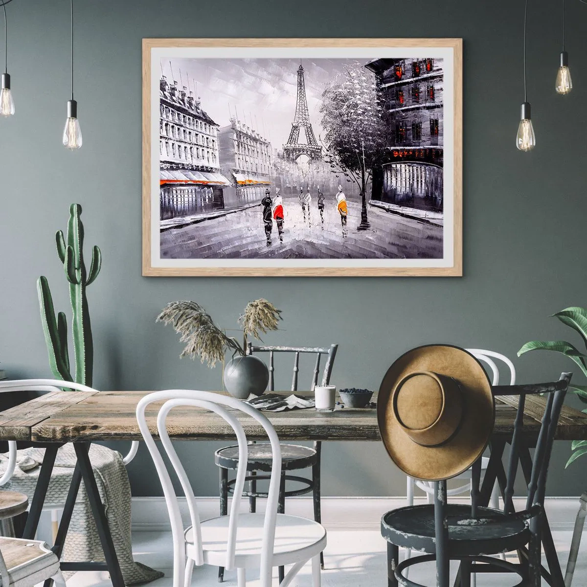 Poster in cornice rovere chiaro - Passeggiata a Parigi - 100x70 cm