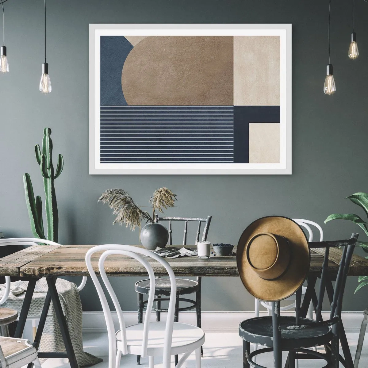 Poster in cornice bianca - Composizione di semplicità e rotondità - 100x70 cm