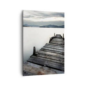 Quadro su tela - Stampe su Tela - Un ponte di legno che conduce verso un lago tranquillo - 50x70cm - Immergersi nella tranquillità - Decorazione murale moderna per soggiorno e camera da letto ARTTOR