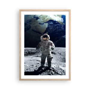 Poster in cornice rovere chiaro - Saluti dalla luna - 50x70 cm