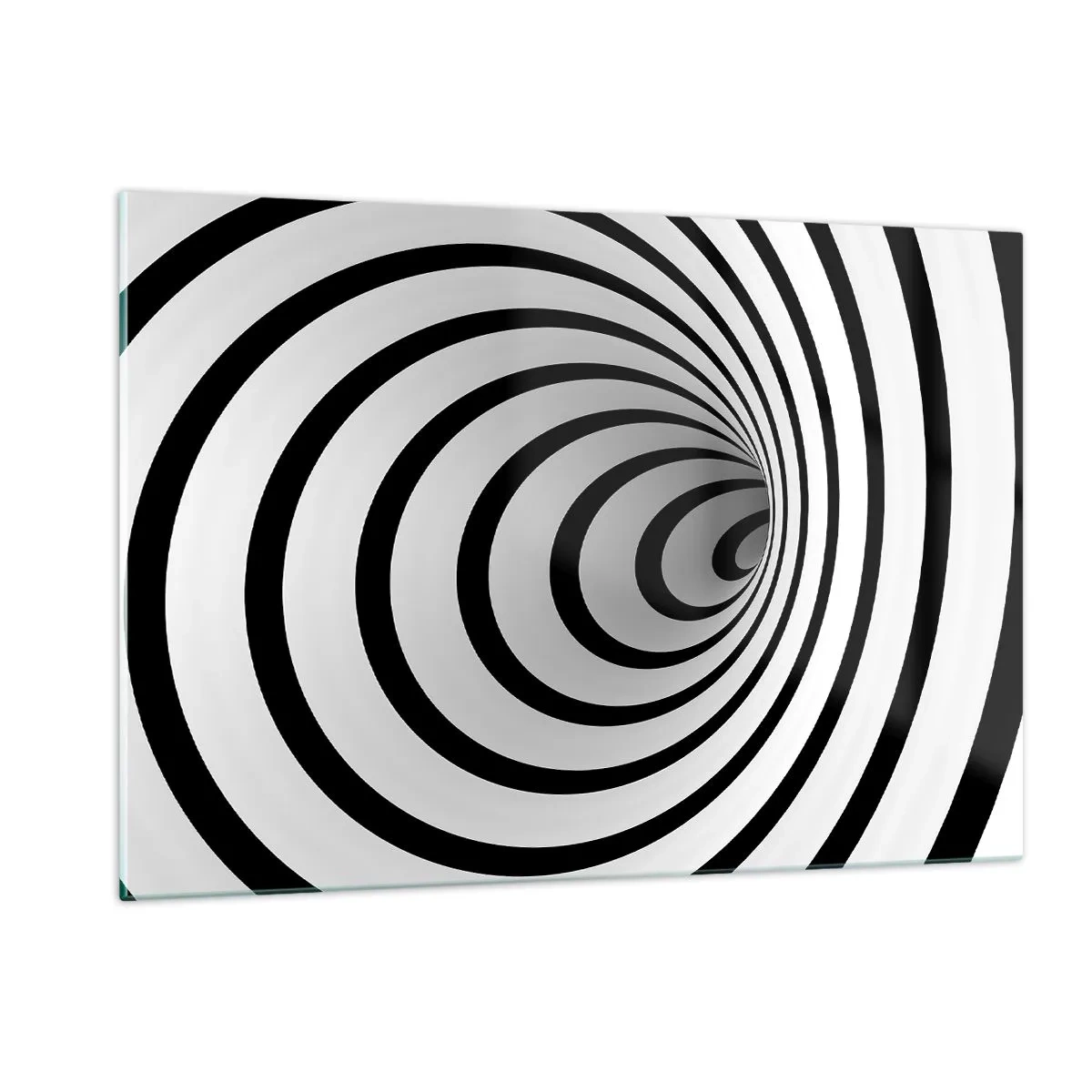 Quadro su vetro - Motivo a spirale astratto in bianco e nero - 120x80cm - Anche tu non riesci a resistere? - Decorazione murale moderna per soggiorno e camera da letto ARTTOR