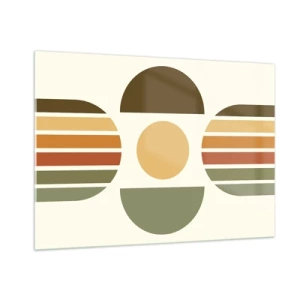 Quadro su vetro - Design geometrico astratto con toni terrosi e forme audaci - 100x70cm - Nei colori della terra - Decorazione murale moderna per soggiorno e camera da letto ARTTOR