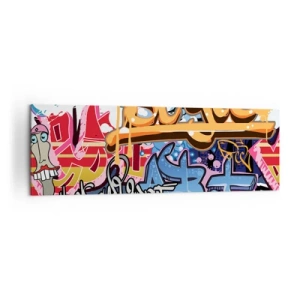 Quadro su tela - Stampe su Tela - Graffiti colorati con iscrizioni e illustrazioni dinamiche - 160x50cm - Murali, murali, murali… - Decorazione murale moderna per soggiorno e camera da letto ARTTOR