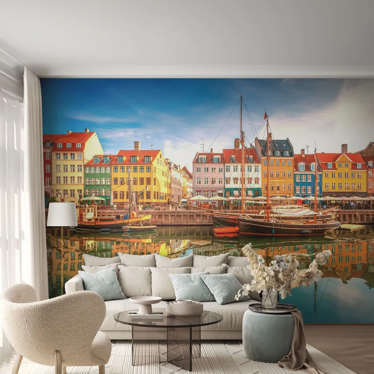 Fotomurali Standard Eco - Sull'acqua liscia come uno specchio - Paesaggio, Architettura, Copenaghen - 200x140 cm
