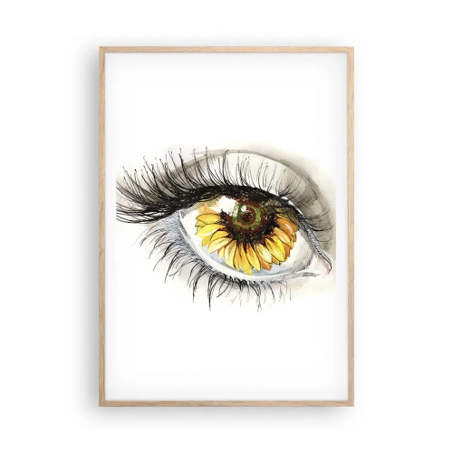 Poster in cornice rovere chiaro - Uno sguardo caldo come l'estate - 70x100 cm