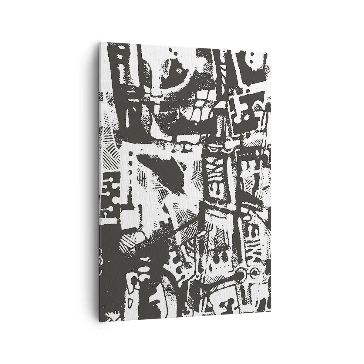Quadro su tela - Stampe su Tela - Motivo retrò monocromatico astratto - 70x100cm - Ordine o caos? - Decorazione murale moderna per soggiorno e camera da letto ARTTOR