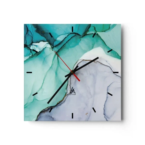 Orologio da parete - Orologio in Vetro - Studio in turchese - 40x40 cm