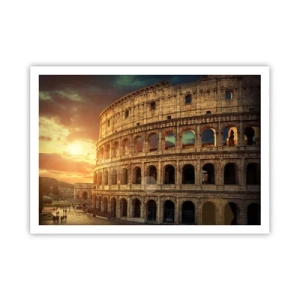 Poster - Il Colosseo a Roma al tramonto - 100x70cm - Impressione colossale - Decorazione murale moderna per soggiorno e camera da letto ARTTOR
