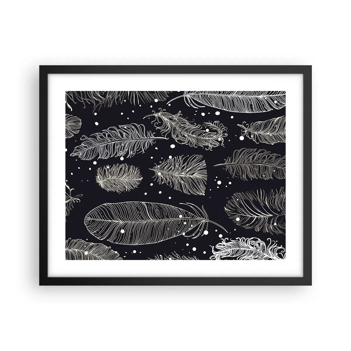 Poster in cornice nera - Pizzo piumato - 50x40 cm