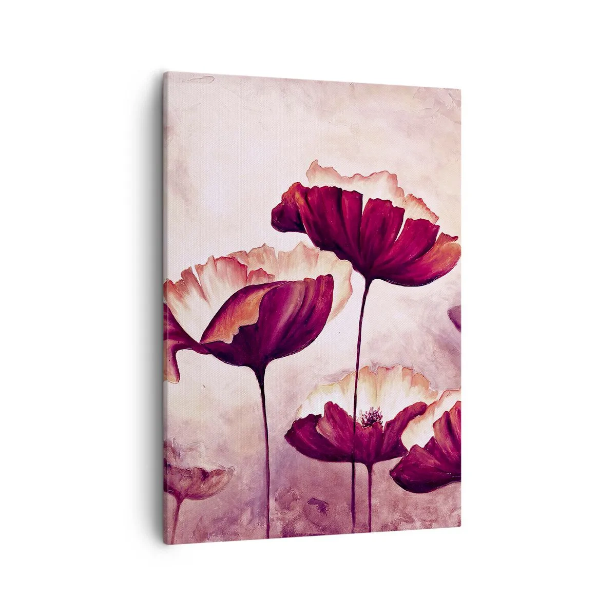 Quadro su tela - Stampe su Tela - Fiori nei toni del rosso e del bianco su uno sfondo delicato - 50x70cm - Petalo rosso e bianco - Decorazione murale moderna per soggiorno e camera da letto ARTTOR