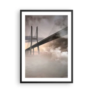 Poster in cornice nera - Un ponte nella nebbia all'alba - 50x70cm - Sul fiume che non c'è - Decorazione murale moderna per soggiorno e camera da letto ARTTOR