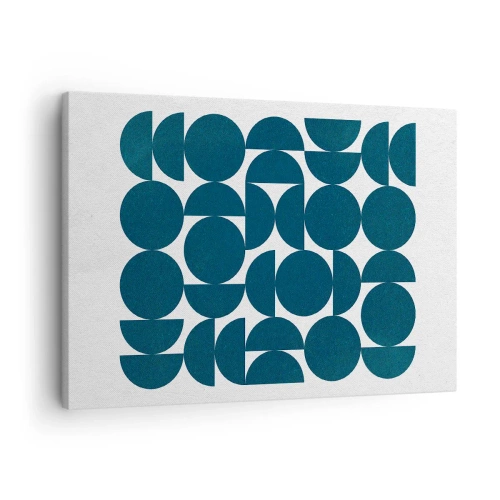 Quadro su tela - Stampe su Tela - Forme geometriche nei toni del blu navy su sfondo bianco - 70x50cm - Cerchi e semicerchi - Decorazione murale moderna per soggiorno e camera da letto ARTTOR