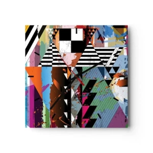 Orologio da parete - Orologio in Vetro - Composizione geometrica astratta con colori vivaci - 30x30cm - Geometrico e organico - Decorazione murale moderna per soggiorno e camera da letto ARTTOR