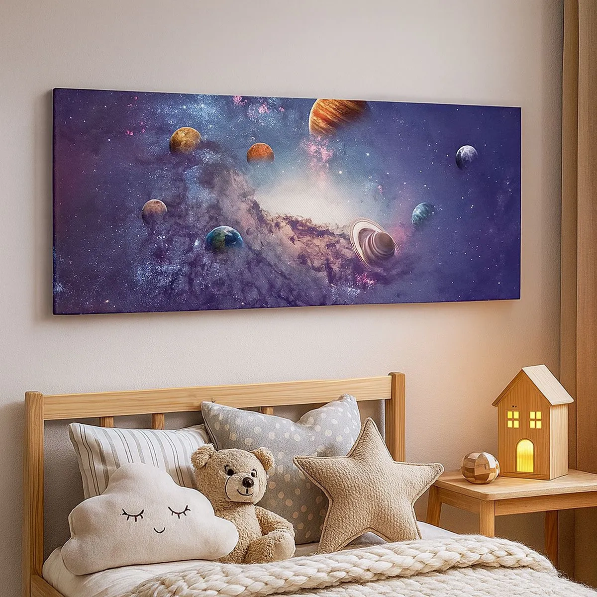 Quadro su tela - Stampe su Tela - Sistema solare danzante - 100x40 cm
