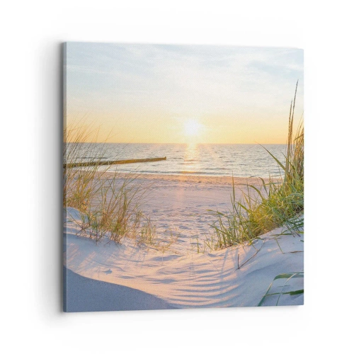 Quadro su tela - Stampe su Tela - Rumore del mare, uccelli che cantano, spiaggia selvatica tra i cespugli... - 70x70 cm