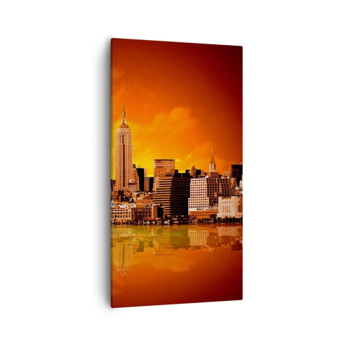 Quadro su tela - Stampe su Tela - Panorama di grande città in giallo e marrone - 55x100 cm