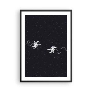 Poster in cornice nera - Due astronauti che fluttuano nello spazio - 50x70cm - Danza cosmica - Decorazione murale moderna per soggiorno e camera da letto ARTTOR