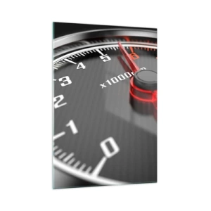 Quadro su vetro - Contagiri in un'auto sportiva con indicazione rossa - 50x70cm - Andare al massimo - Decorazione murale moderna per soggiorno e camera da letto ARTTOR