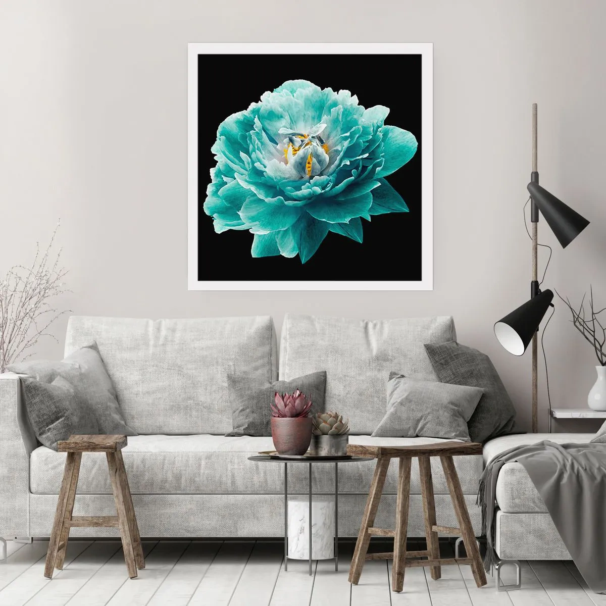 Poster - Petali blu e oro - 30x30 cm