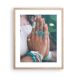 Poster in cornice rovere chiaro - Benvenuto al centro dell'essere - 40x50 cm