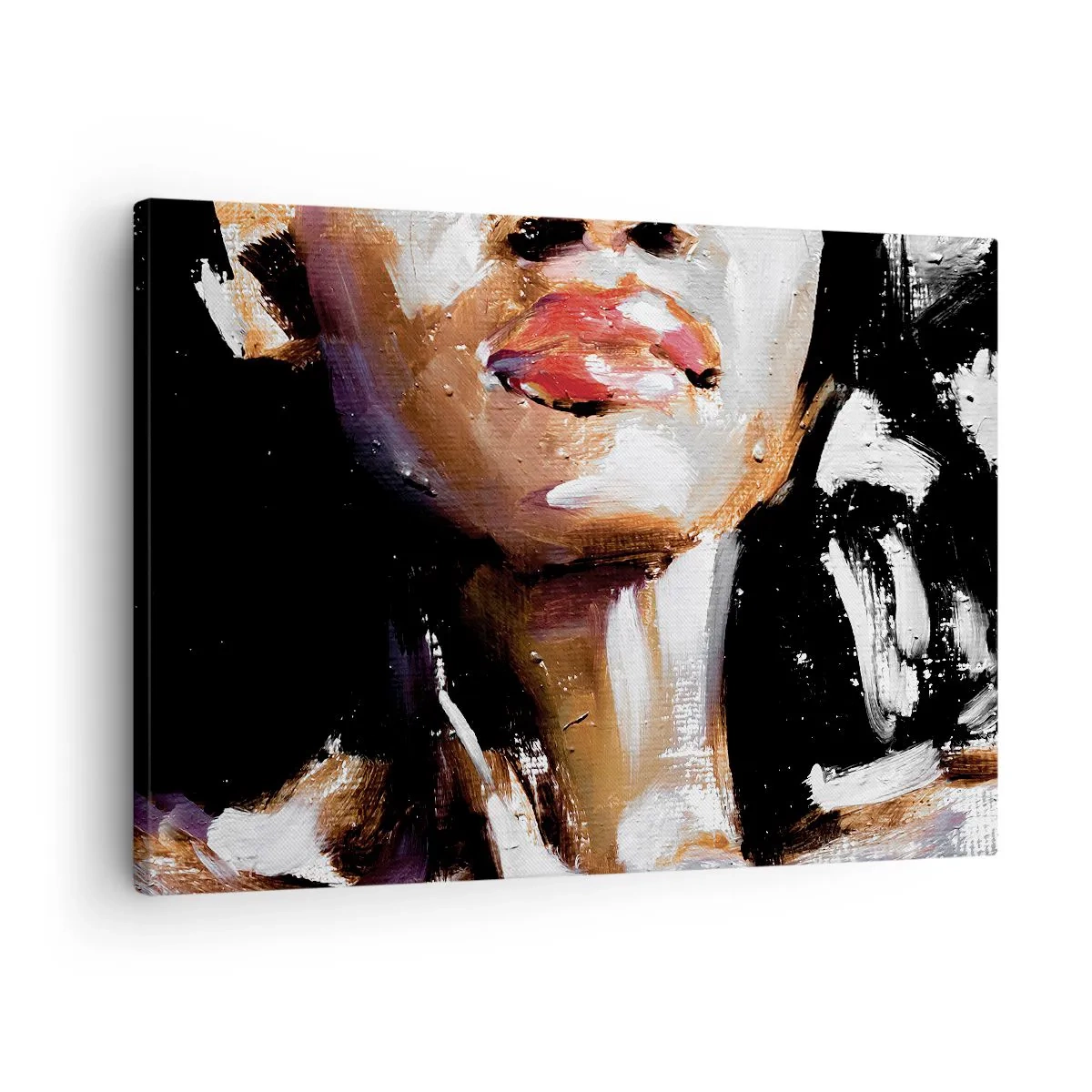 Quadro su tela - Stampe su Tela - Ritratto di una donna in stile pittorico espressivo su uno sfondo scuro - 70x50cm - Orgoglio senza pregiudizio - Decorazione murale moderna per soggiorno e camera da letto ARTTOR
