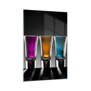 Quadro su vetro - Occhiali colorati su sfondo nero - 80x120cm - I colori della gioia - Decorazione murale moderna per soggiorno e camera da letto ARTTOR