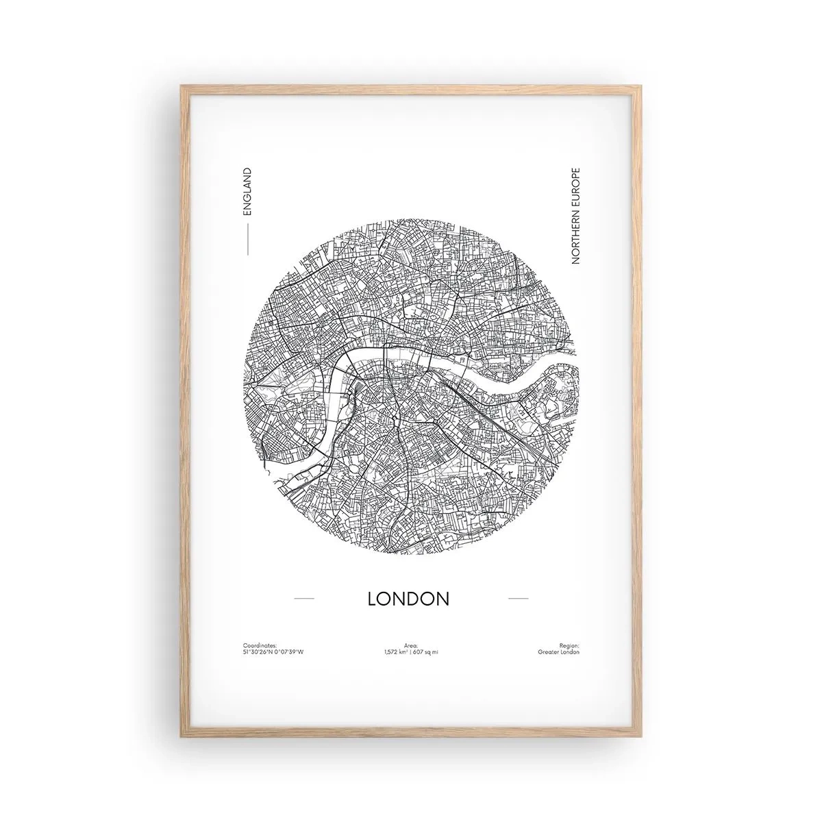 Poster in cornice rovere chiaro - Anatomia di Londra - 70x100 cm