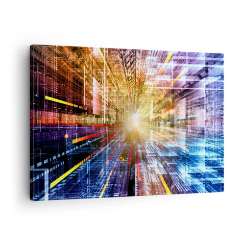 Quadro su tela - Stampe su Tela - Luci dinamiche in un corridoio futuristico - 70x50cm - Corridoio di luce - Decorazione murale moderna per soggiorno e camera da letto ARTTOR