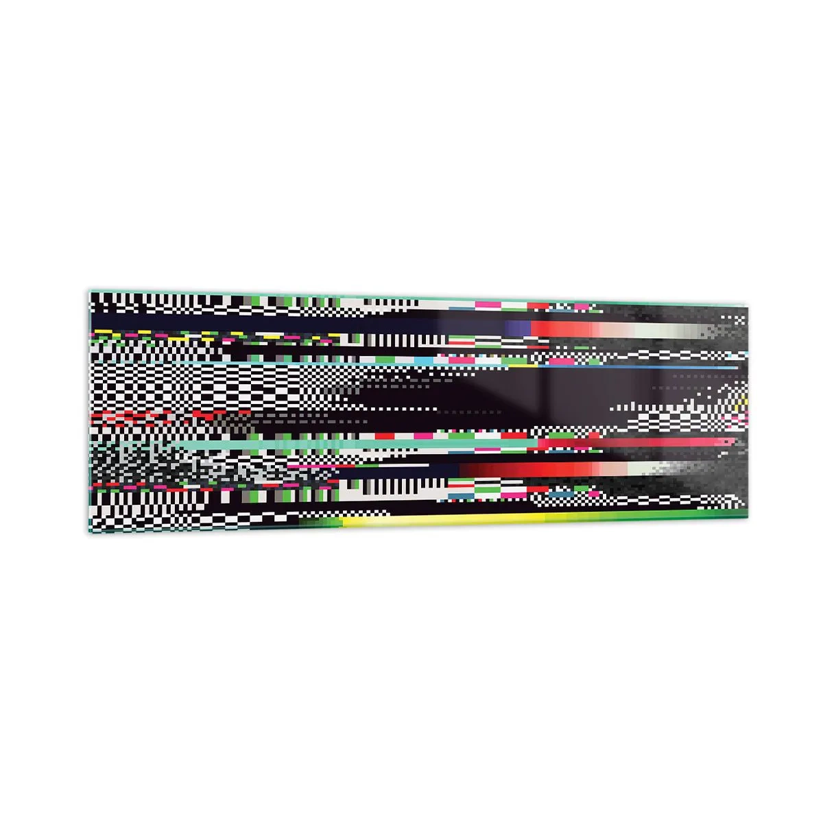Quadro su vetro - Linee colorate e pixel in stile astratto - 160x50cm - Immagine di prova della realtà - Decorazione murale moderna per soggiorno e camera da letto ARTTOR