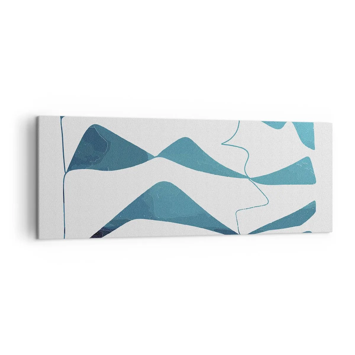Quadro su tela - Stampe su Tela - Forme astratte nelle tonalità del blu su sfondo bianco - 140x50cm - Astrazione: legame turchese - Decorazione murale moderna per soggiorno e camera da letto ARTTOR