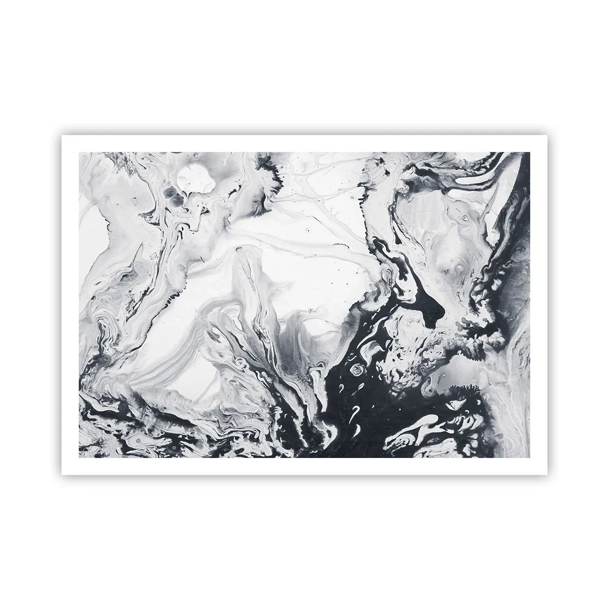 Poster - Motivo astratto monocromatico con effetto marmo - 100x70cm - Il centro della terra - Decorazione murale moderna per soggiorno e camera da letto ARTTOR