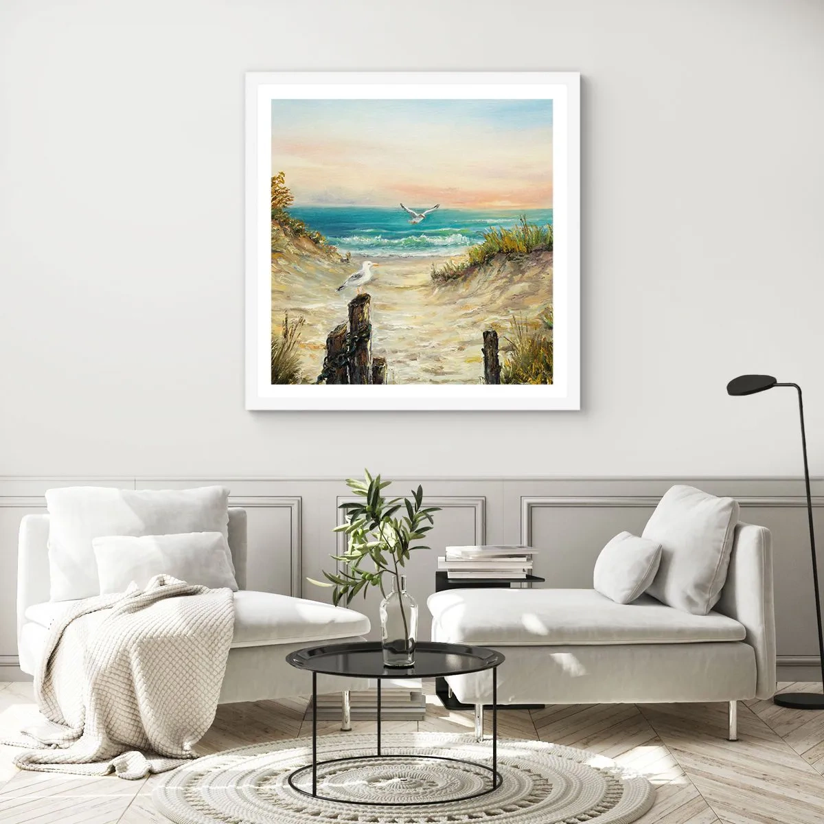 Poster in cornice bianca - Silenzio senza vento - 30x30 cm