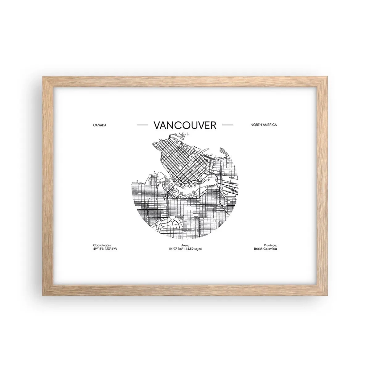 Poster in cornice rovere chiaro - Anatomia Vancouver - 40x30 cm