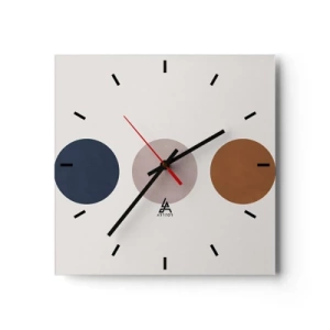 Orologio da parete - Orologio in Vetro - Una composizione minimalista con tre cerchi colorati - 30x30cm - Simbolo di perfezione - Decorazione murale moderna per soggiorno e camera da letto ARTTOR