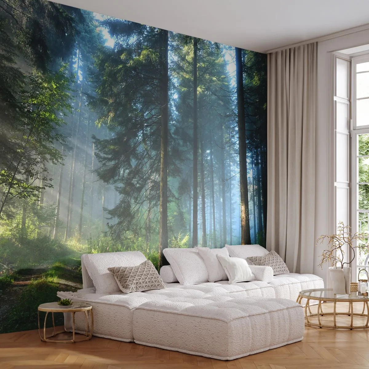 Fotomurali Premium Sand - Raggiante all'alba - Paesaggio, foresta, Natura - 100x70 cm