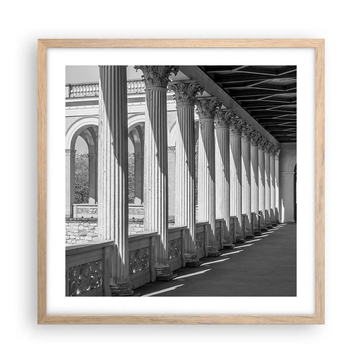 Poster in cornice rovere chiaro - Portico soleggiato - 50x50 cm